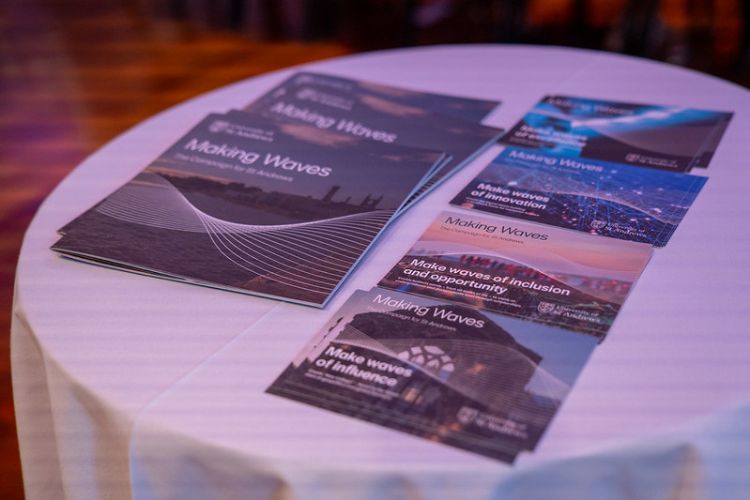 Making Waves Campaign brochures displayed on a formal table at an event